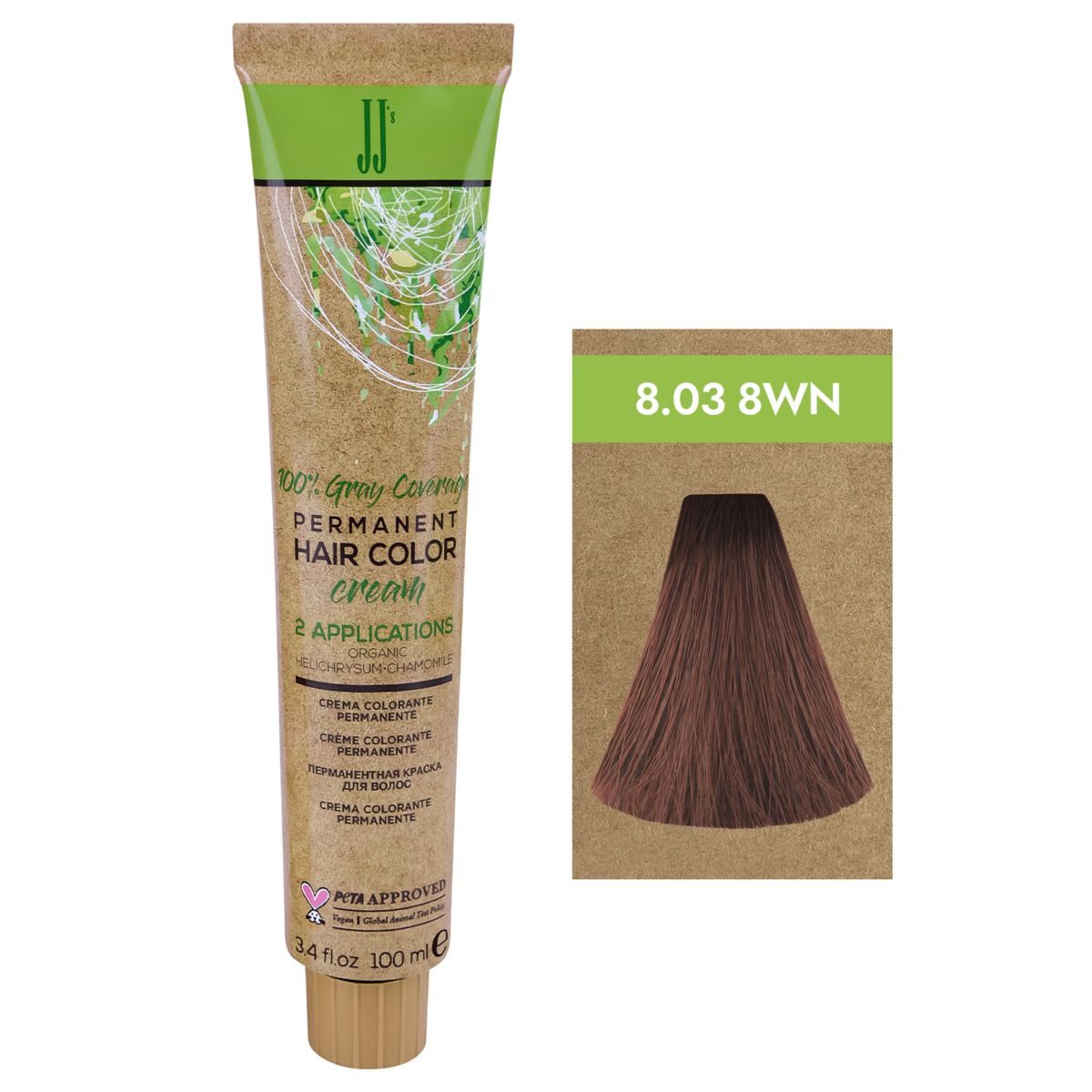 Farba za kosu JJ's Gray Coverage 100ml 8.03-8WN Prirodna topla svetloplava